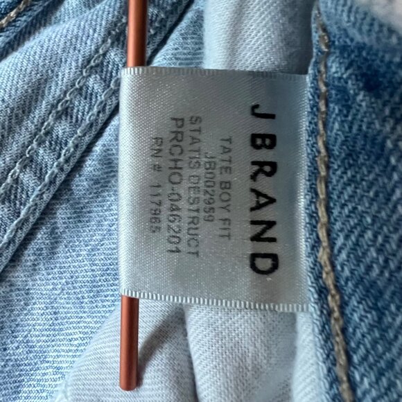 J Brand Sie 29 Tate Boy Fit Jeans Distressed Denim Blue Cotton Lyocell Blend - Picture 11 of 12